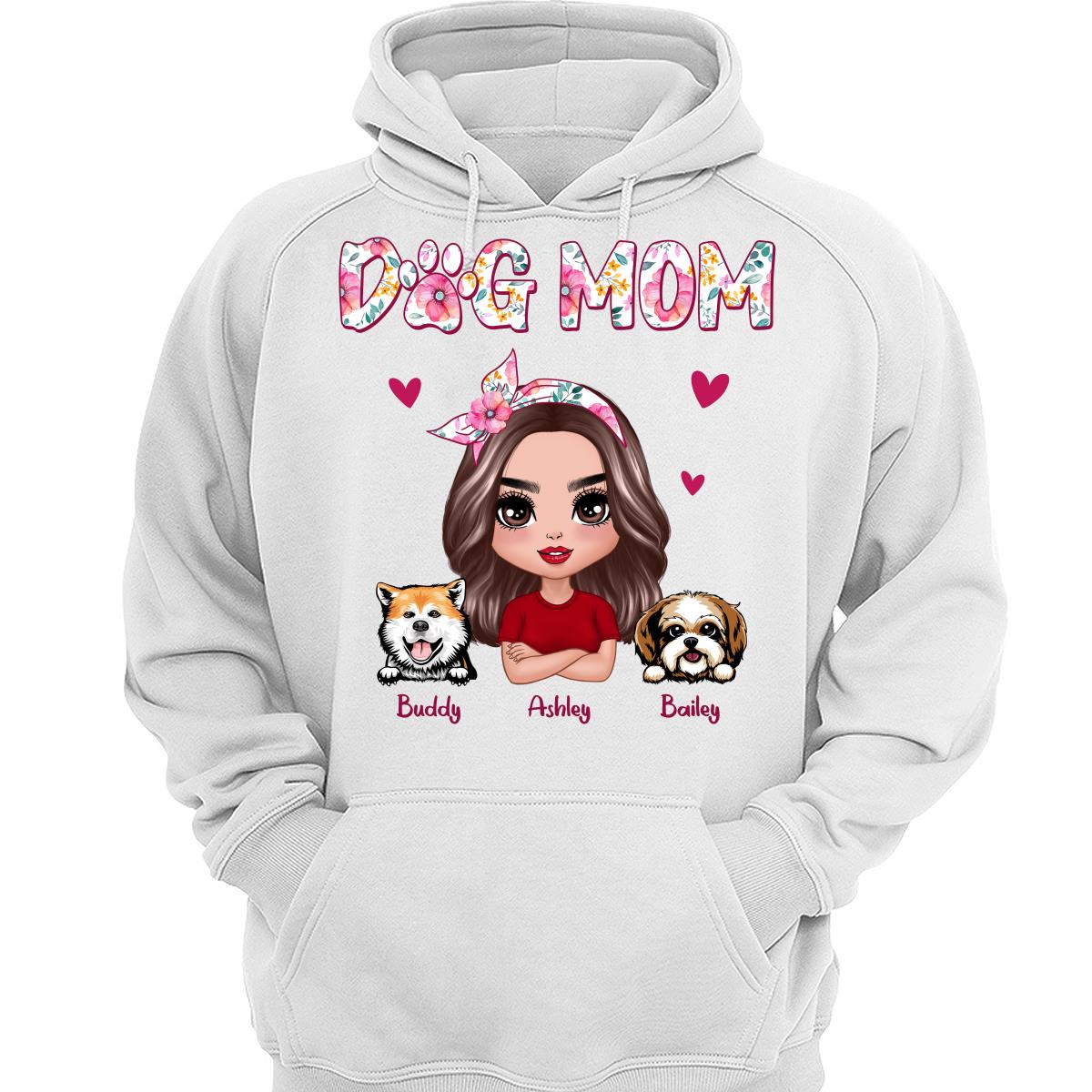 Dog Mom Pink Floral Words Gift For Dog Lovers Personalized Shirt
