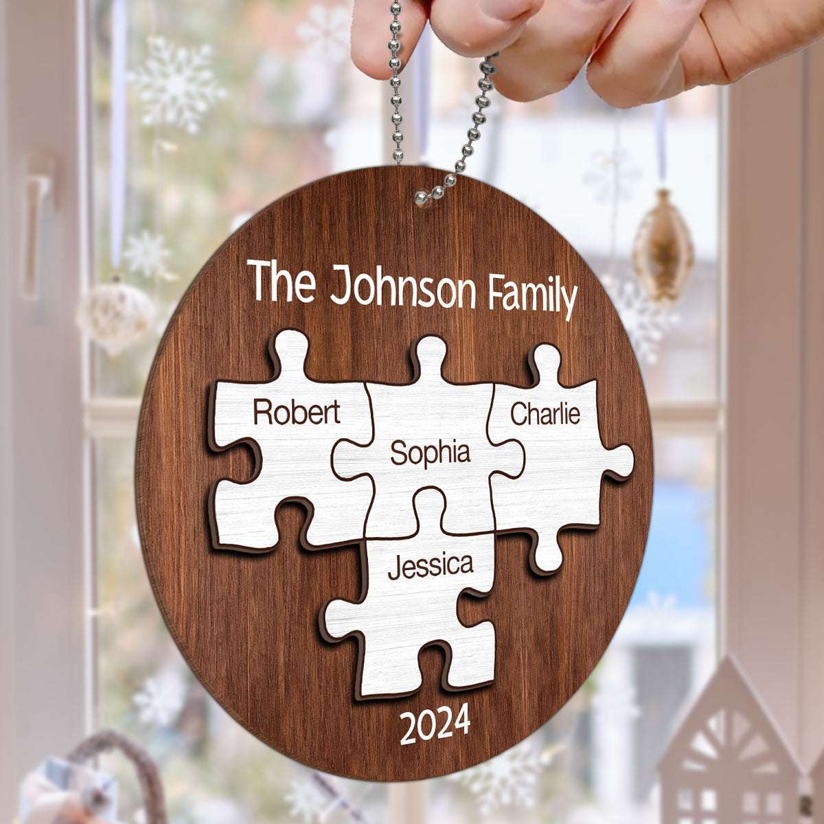 Pieces Of Our Family Christmas Keepsake Personalized 2-Layer Wooden Ornament