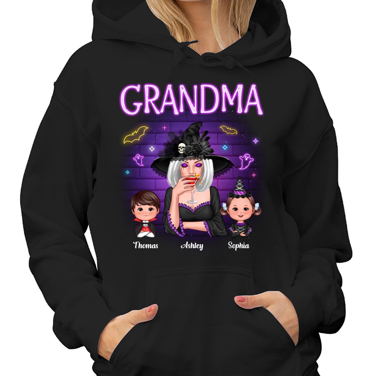 Grandma Mom Halloween Neon Light Personalized Shirt