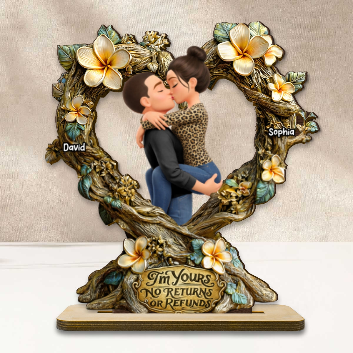 I'm Yours No Returns Or Refunds - Personalized 2-Layered Wooden Plaque - Anniversary, Valentine's Day Gift, Gift For Him, Gift For Her