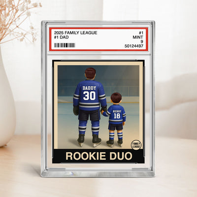 Hockey No. 1 Dad Man & Kids Trading Card Style - Personalized Acrylic Block Plaque
