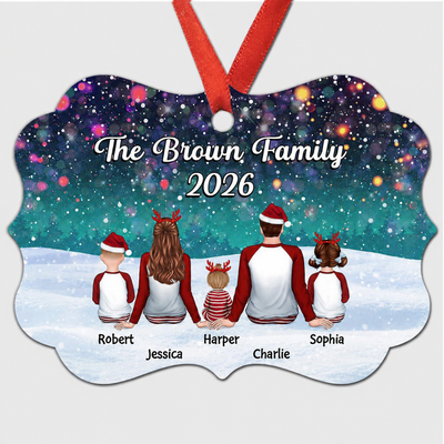 Family Snow Sparkling Personalized Christmas Ornament