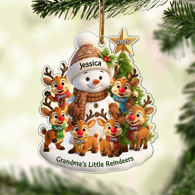 Grandma's Little Reindeers Personalized Acrylic Ornament, Christmas Gift for Grandma