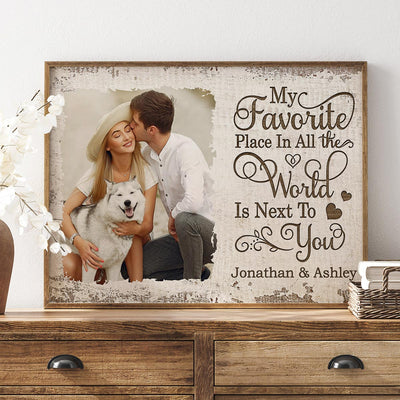 Favorite Place In The World Couple Photo Personalized Poster, Gift For Him, For Her