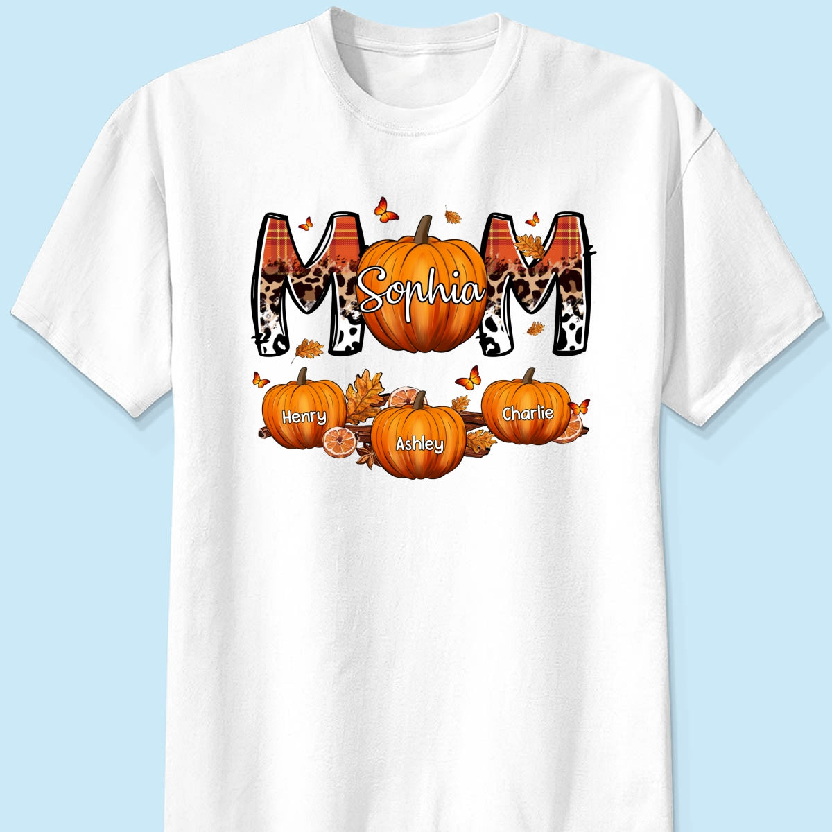 Mom Patterned Pumpkins Fall Season Personalized Shirt