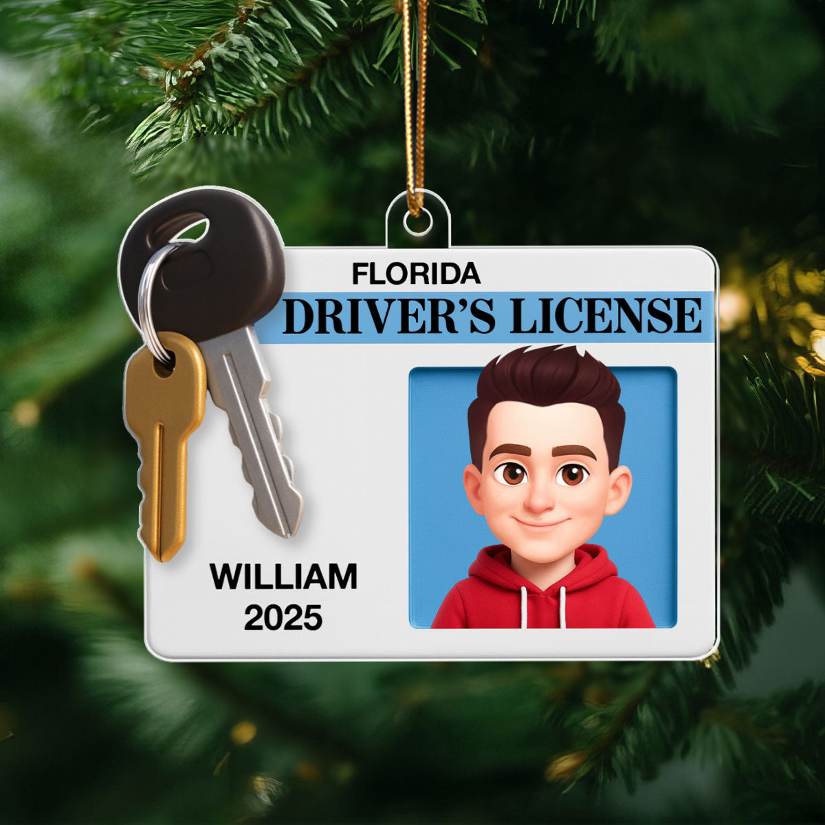 Driver's License 3D Effect - Personalized Acrylic Ornament - Christmas Gift For New Drivers, Teen Boy Teen Girl