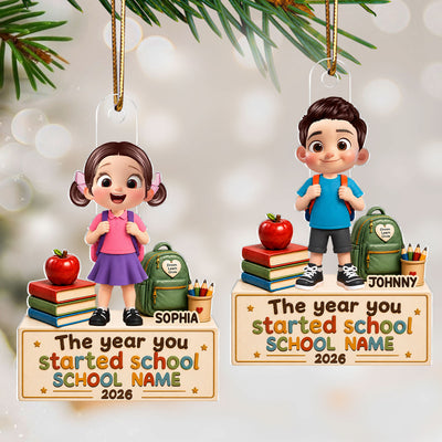 The Year You Started School - Personalized Acrylic Ornament - First Day of School Keepsake, School Starter Gift For Little Boy, Girl