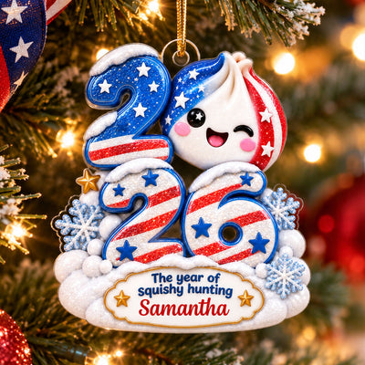 Red White & Blue Squishy - Personalized Acrylic Ornament - Christmas Gift, Keepsake For Kids, Teenagers