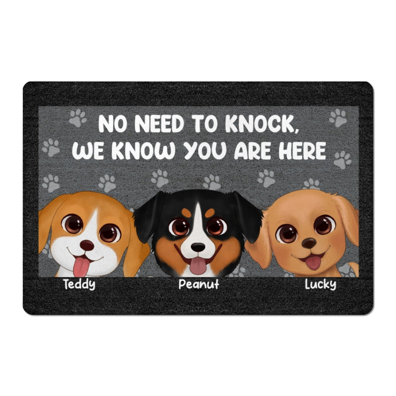Watercolor Cute Dogs Paws Pattern Personalized Doormat