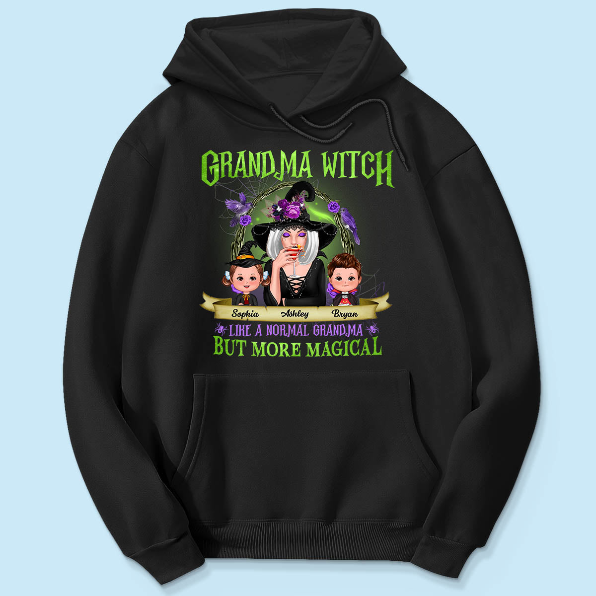 Green And Purple Halloween Grandma And Kids Personalized Shirt