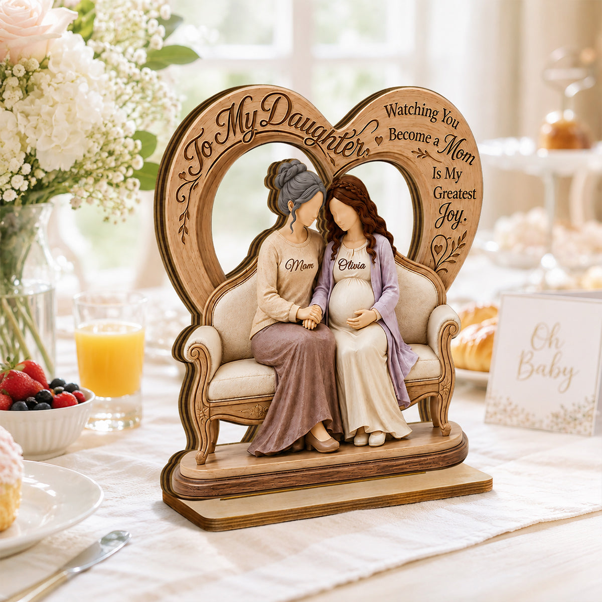 To My Daughter Pregnancy Expecting Mom - Personalized 2-Layered Wooden Plaque - New Mom Gift, Gift For Daughter