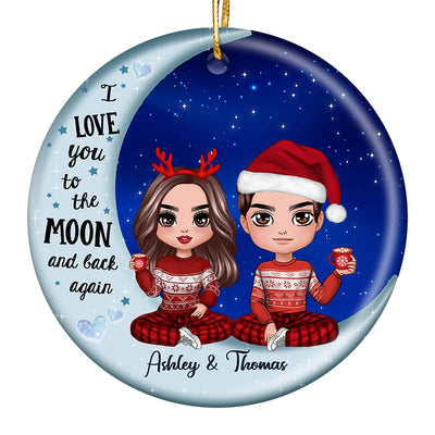 Doll Couple Love To The Moon Personalized Circle Ornament