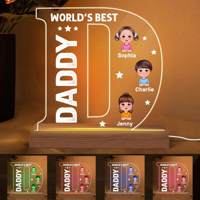 World‘s Best Dad D Letter Personalized Acrylic Custom Shape LED Night Light