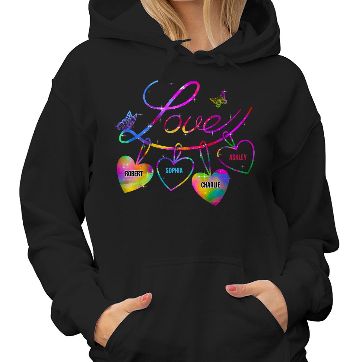 Love Grandma Mom Life Heart Chain Personalized Shirt