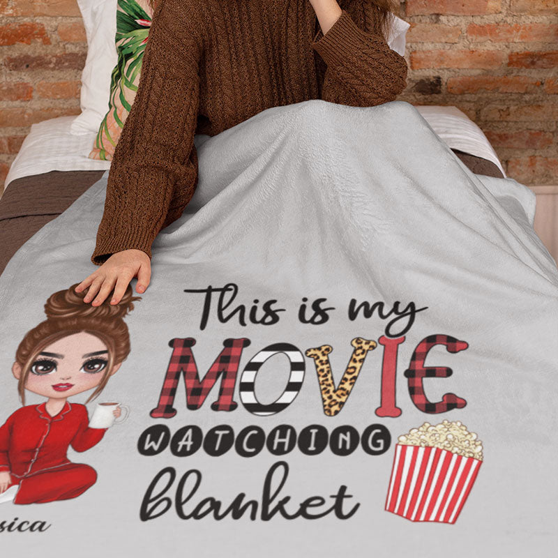 Doll Girl Sitting This Is My Movie Watching Christmas Gift For Women Personalized Fleece Blanket