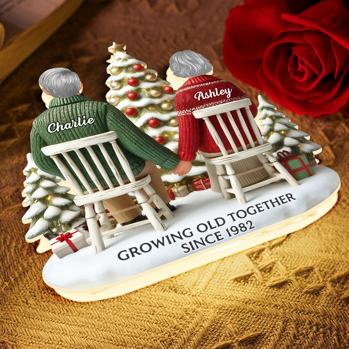 3D Effect Couple Growing Old Together - Personalized Light Box