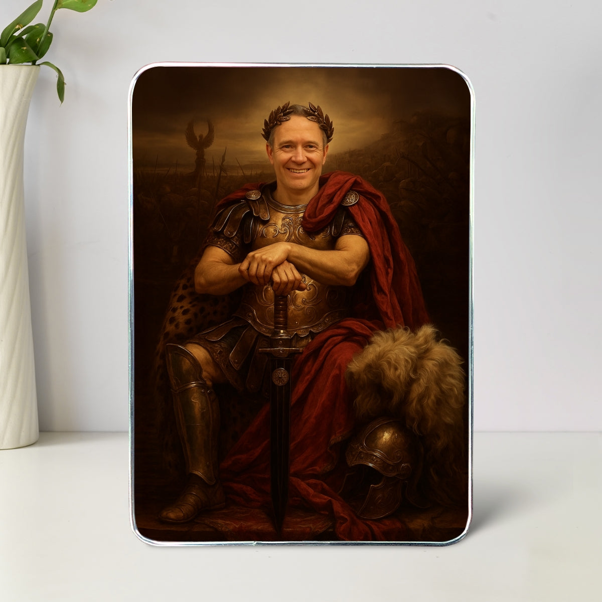 Man Royal Portrait Custom Face Personalized Mirrored Picture Frame, Unique Gift For Grandpa, Dad, Husband