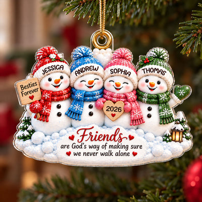 Snowman Best Friends 2026 2D Flat – Personalized Acrylic Ornament – Friendship Keepsake Gift