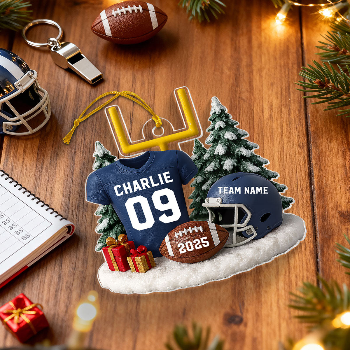 3D Effect Proud American Football Player Uniform - Personalized Acrylic Car Hanger - Gift For Football Lovers, Football Team