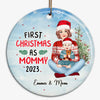 First Christmas As Mom Grandma Personalized Decorative Circle Ornament