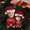 Cute Grandma Granddaughter Grandson Crossed Leg Custom Face Photo Personalized Acrylic Ornament