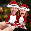 Christmas Doll Couple Sitting Hugging Custom Face Photo Personalized Acrylic Ornament