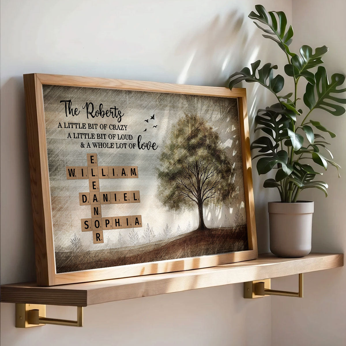 Family Whole Lot Of Love Family Tree Crossword Puzzle Art Personalized Poster, Gift For Husband, Wife, Dad, Mom