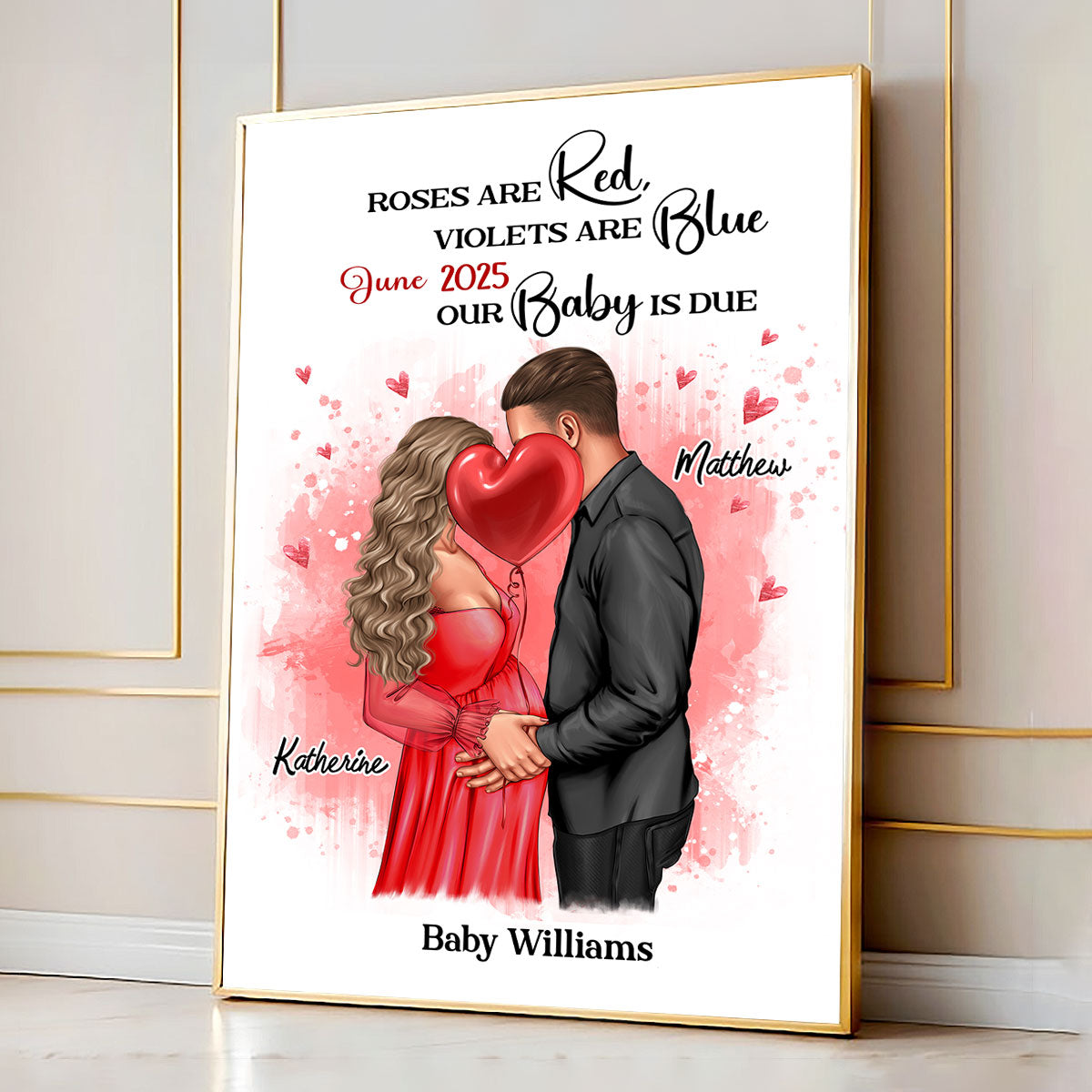 Kissing Couple, Expecting Parents, Pregnancy Couple Personalized Poster,  Gift, Pregnancy Announcement