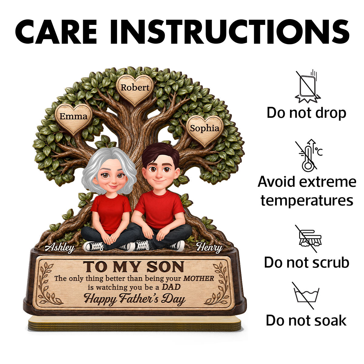 To My Son Watching You Be A Dad From Mom - Personalized 2-Layered Wooden Plaque - Father's Day Gift For Son