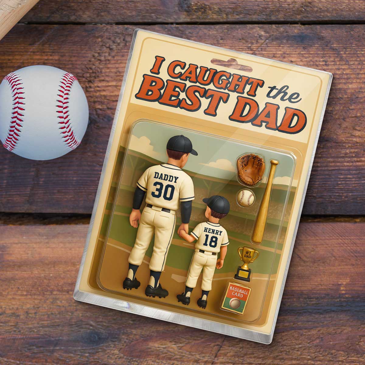 We Caught the Best Dad, Grandpa Baseball Custom Figure Personalized Acrylic Block Plaque