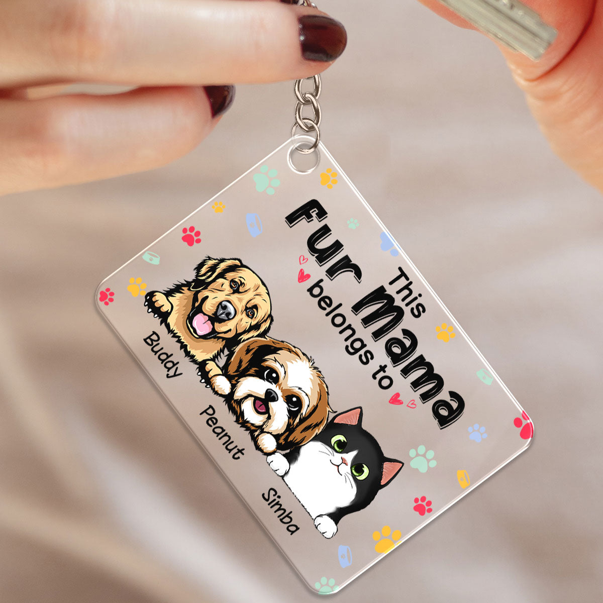 This Cat Dog Dad Mom Belongs To Personalized Acrylic Keychain