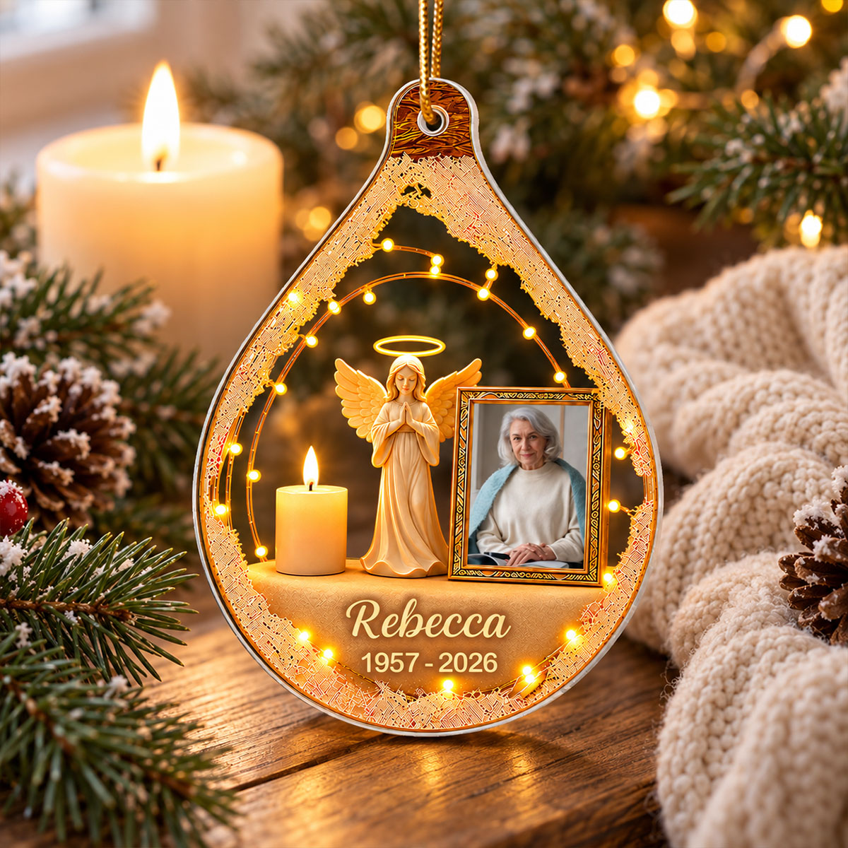 Your Light Still Shines Photo Memorial - Personalized Acrylic Ornament - Mom Loss Gift, Dad Memorial Gift, In Loving Memory Keepsake, Sympathy Gift