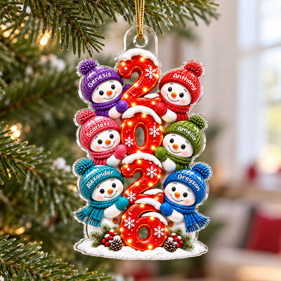 Snowman Family 2026 2D Flat - Personalized Acrylic Ornament