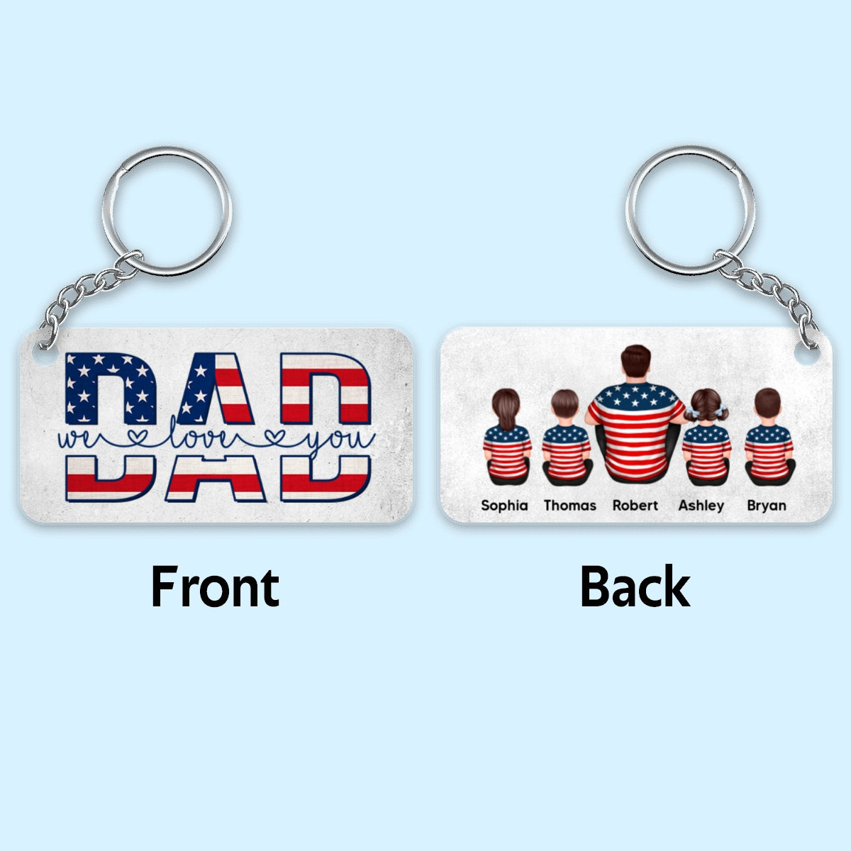 Best Dad Ever Nation Flag Pattern Back View Man & Kids Personalized Acrylic Keychain