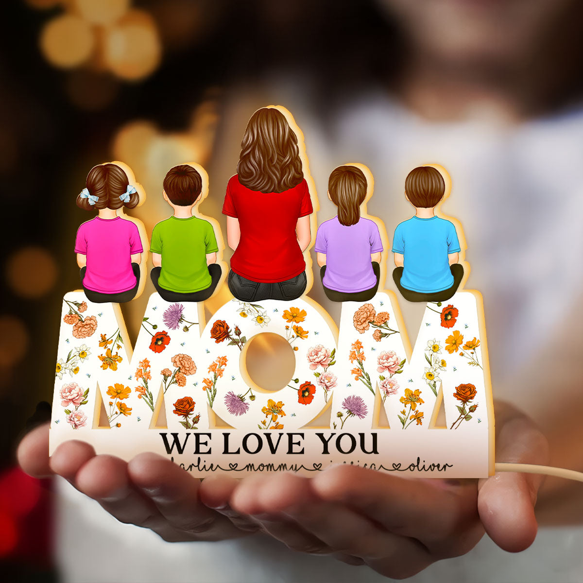 MOM Floral Personalized Light Box, Heartfelt Gift For Mom
