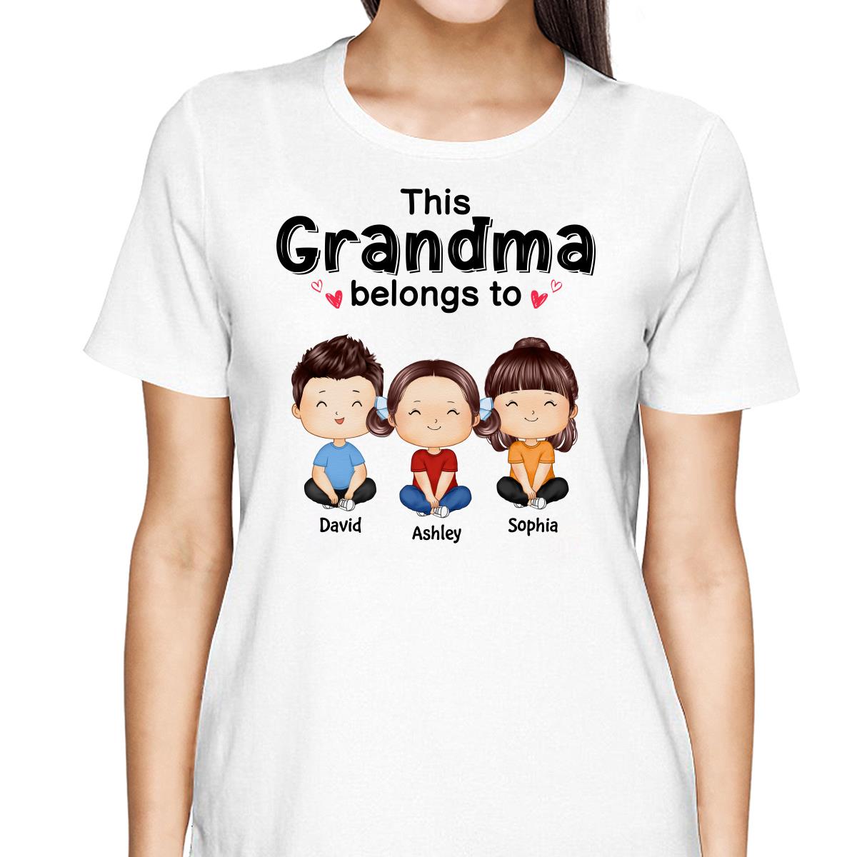 This Grandma Mom Belongs To Doll Kids Watercolor Styles Sitting Personalized Shirt