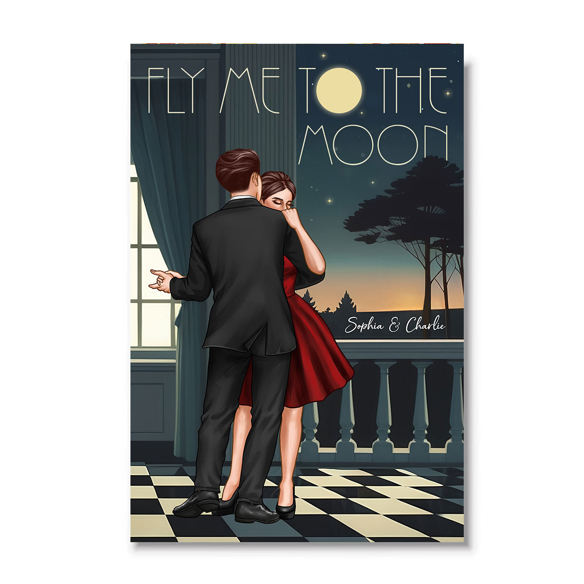 Couple Dancing In Moonlight Couple Anniversary Gift  Gift Personalized Poster
