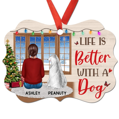 Sitting By Window Dog Mom Personalized Christmas Ornament
