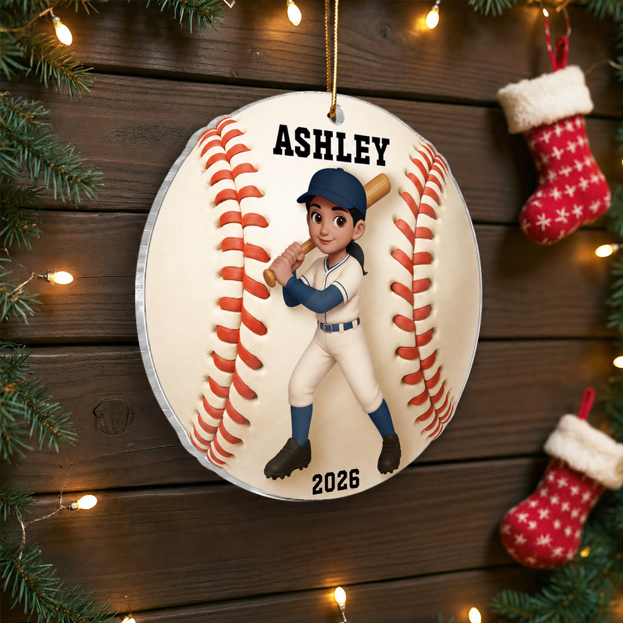 Baseball Player 3D Effect - Personalized Acrylic Ornament - Christmas Gift For Teen Boy Girl, Daughter Son Granddaughter Grandson