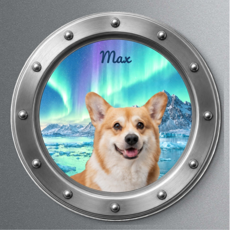 Custom Dog Cat Pet Photo Peeking Porthole - Personalized Cruise Door Magnet - Cruise Trip Keepsake For Pet Lovers