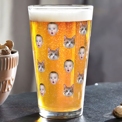 Custom Face Photo Personalized Beer Glass, Funny Gift For Dad, Unique Father's Day Gift