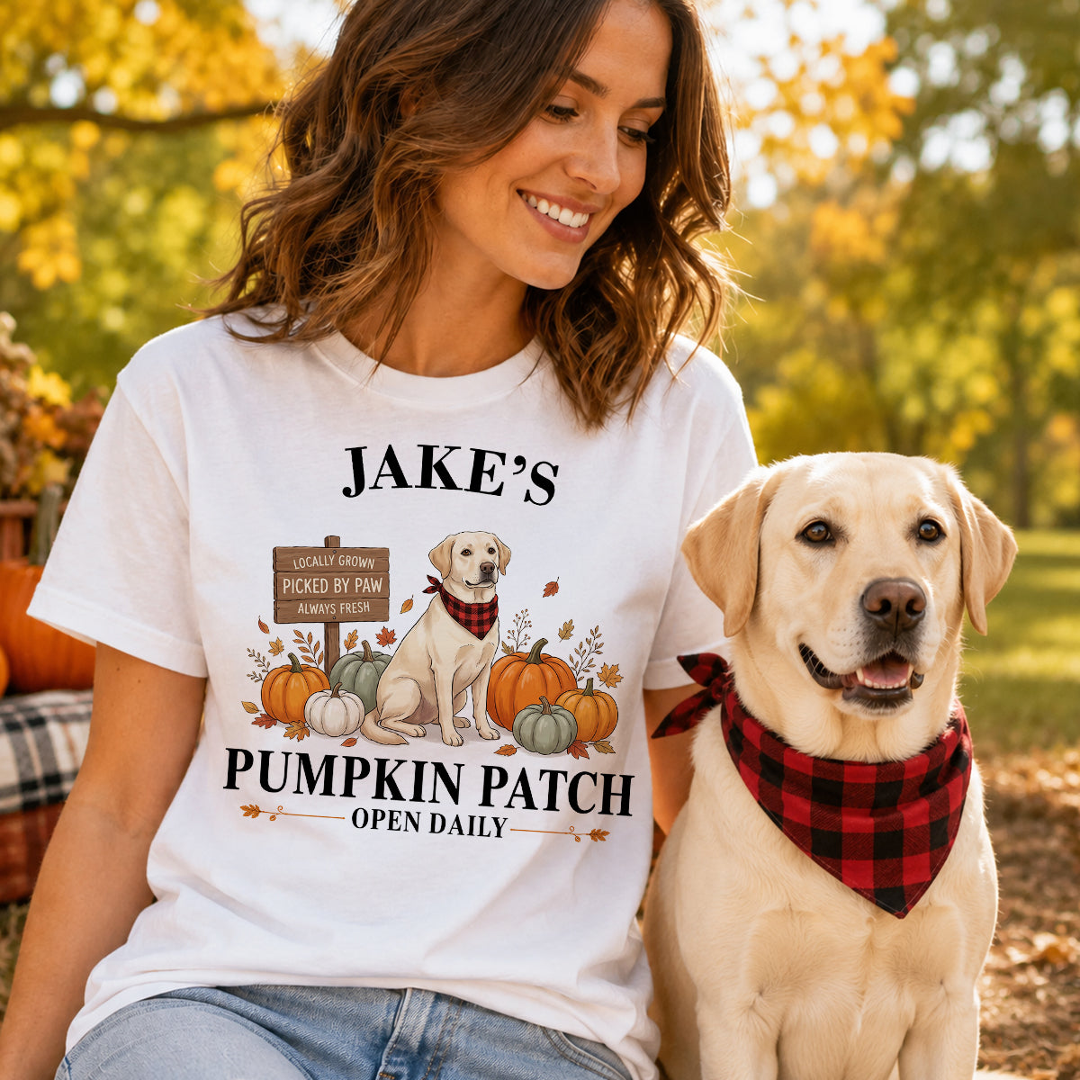 Custom Pet Photo Pumpkin Patch - Personalized Shirt - Trendy Fall Tee for Dog Mom, Cat Mom