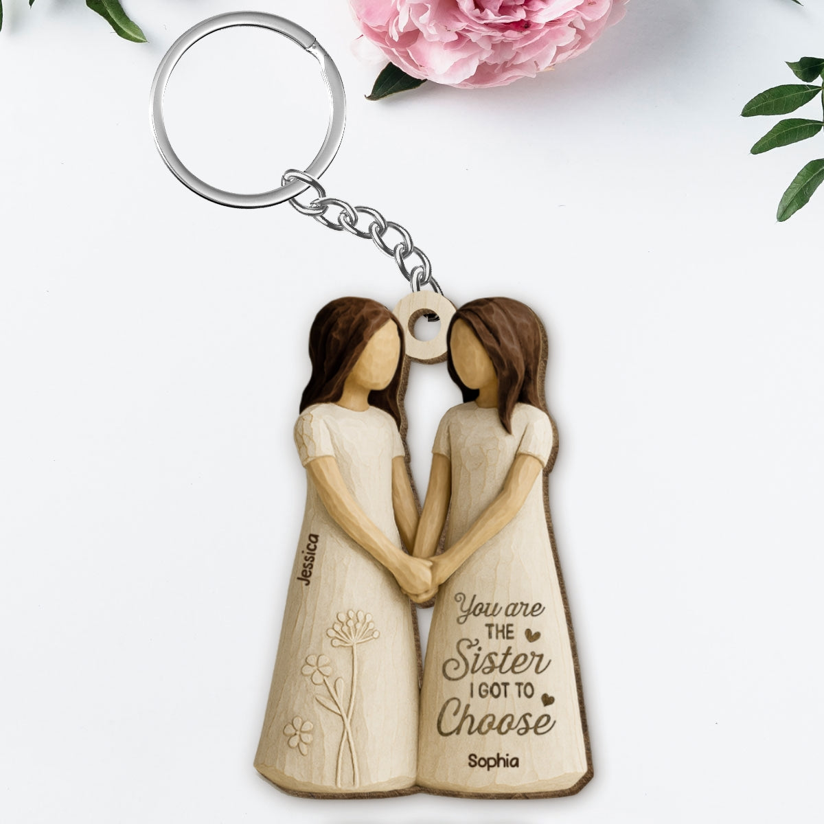 You Are The Sister I Got To Choose Personalized Wooden Keychain, Birthday Gift Friendship Gift for Besties, Best Friends