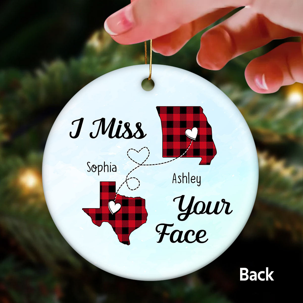Wish You Live Next Door Cute Besties Long Distance Gift Personalized Double Sided Circle Ornament