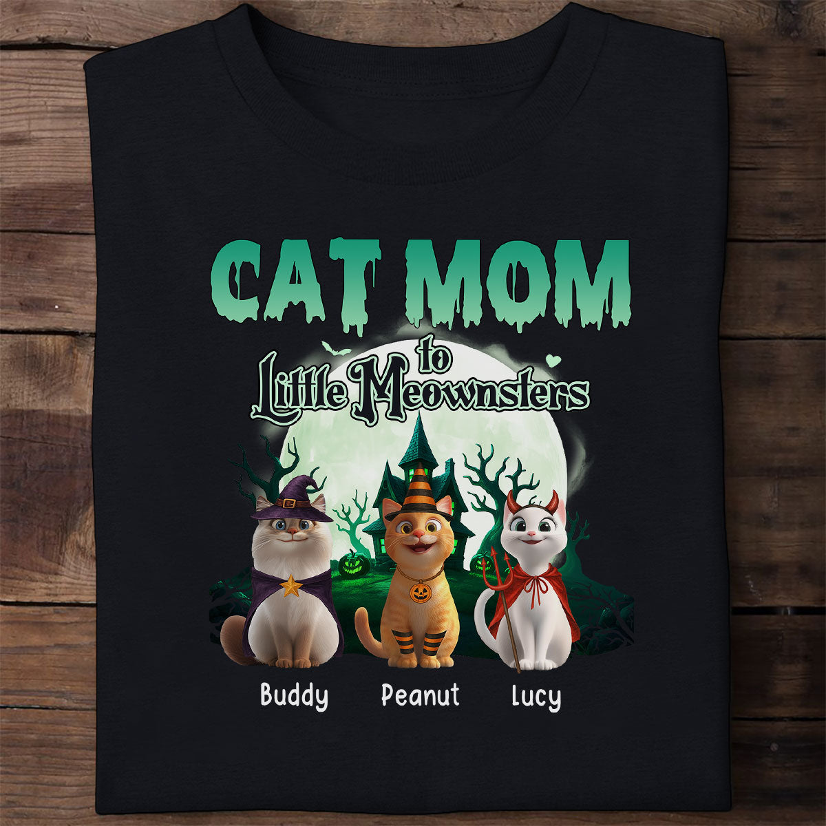 Cat Mom to Little Meownsters Personalized Shirt, Halloween Shirt for Cat Moms