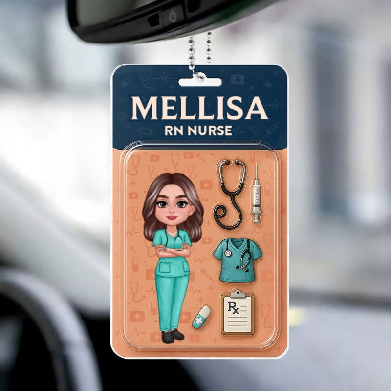 Custom Nurse Figure Cute Doll Nurse Personalized Acrylic Car Hanger