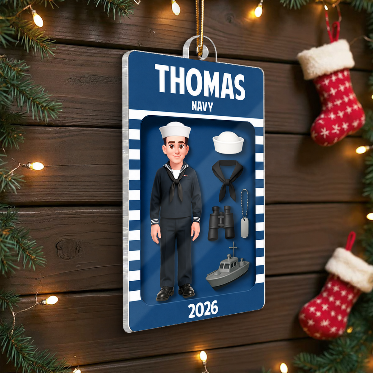 Navy Action Figure 3D Effect - Personalized Acrylic Ornament - Special Gift For Navy