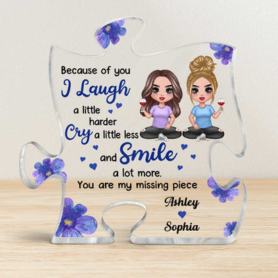 Floral Doll Girls Sitting Gift For Best Friends Personalized Puzzle Acrylic Plaque