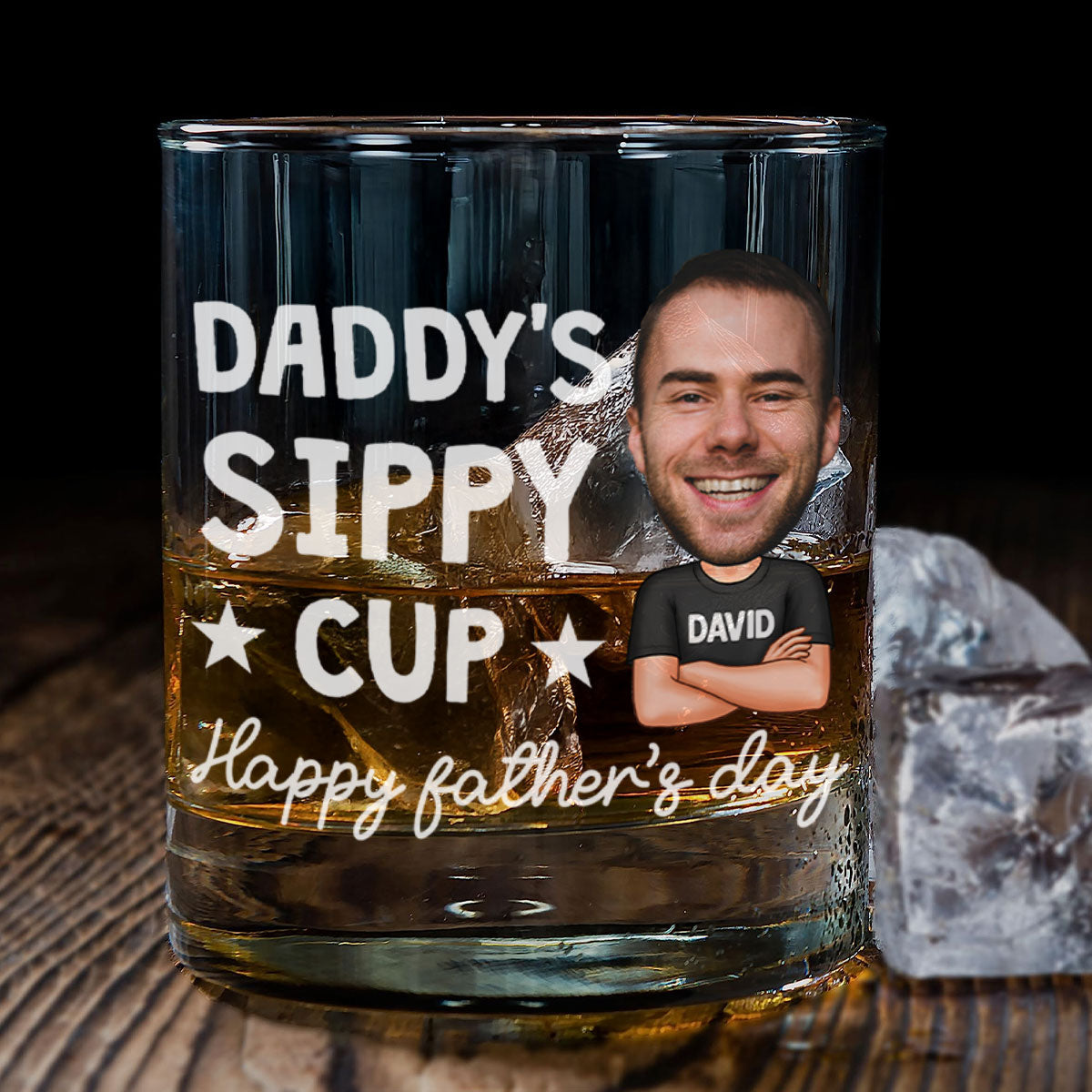 Daddy's Sippy Cup Happy Father's Day Personalized Whiskey Glass, Gift For Dad