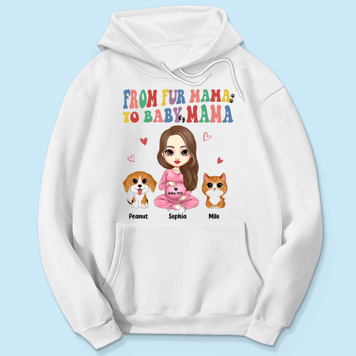From Fur Mama To Baby Mama Personalized Shirt, Dog Mom Cat Mom, Custom Pregnancy Reveal Shirt, Gift For Expecting Moms
